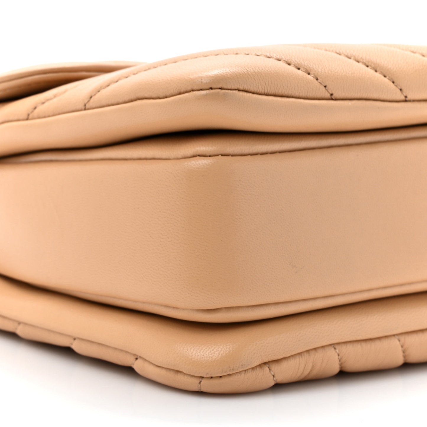 Lambskin Chevron Quilted Medium Trendy CC Dual Handle Flap Bag Beige
