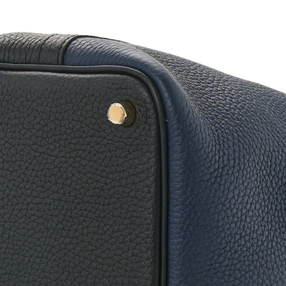 Hermes Taurillon Clemence Casaque Picotin Lock 18 PM Bleu Nuit Black Blue Frida 8 of 8