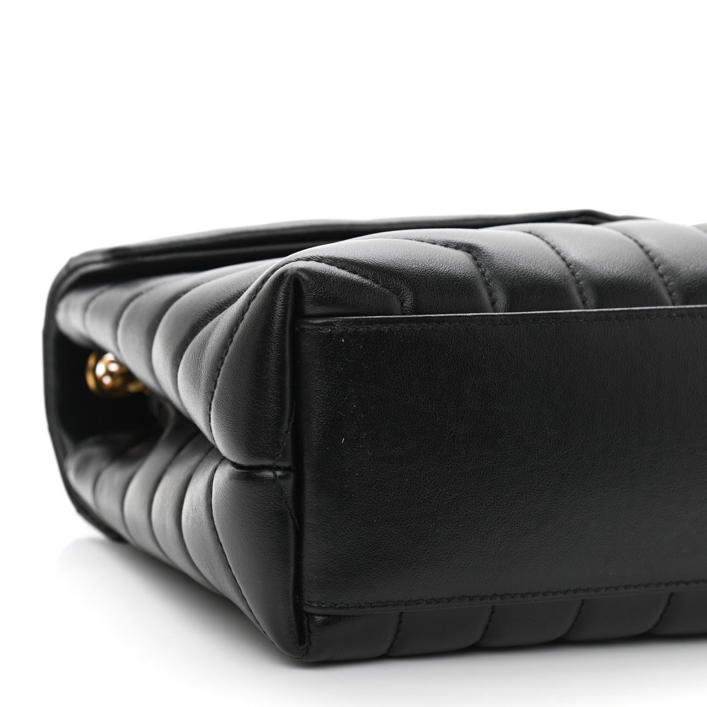Calfskin Y Quilted Monogram Small Loulou Chain Satchel Black