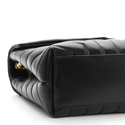 Saint Laurent Calfskin Y Quilted Monogram Small Loulou Chain Satchel Black 9 of 10