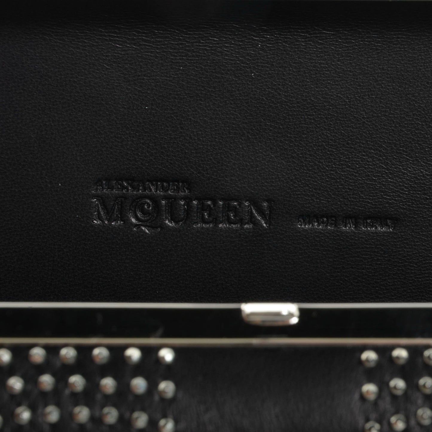 Nappa Studded Britannia Skull Box Clutch Black