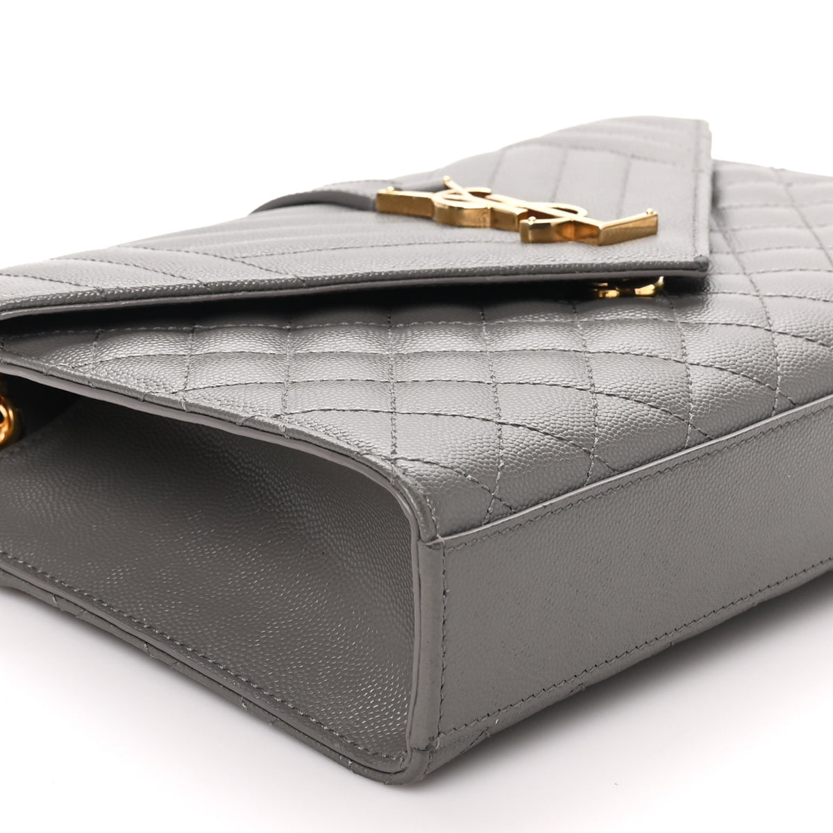 Grain De Poudre Textured Mixed Matelasse Triquilt Medium Monogram Satchel Fog