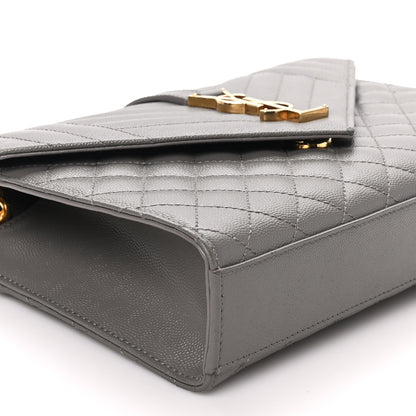 Saint Laurent Grain De Poudre Textured Mixed Matelasse Triquilt Medium Monogram Satchel Fog 8 of 9