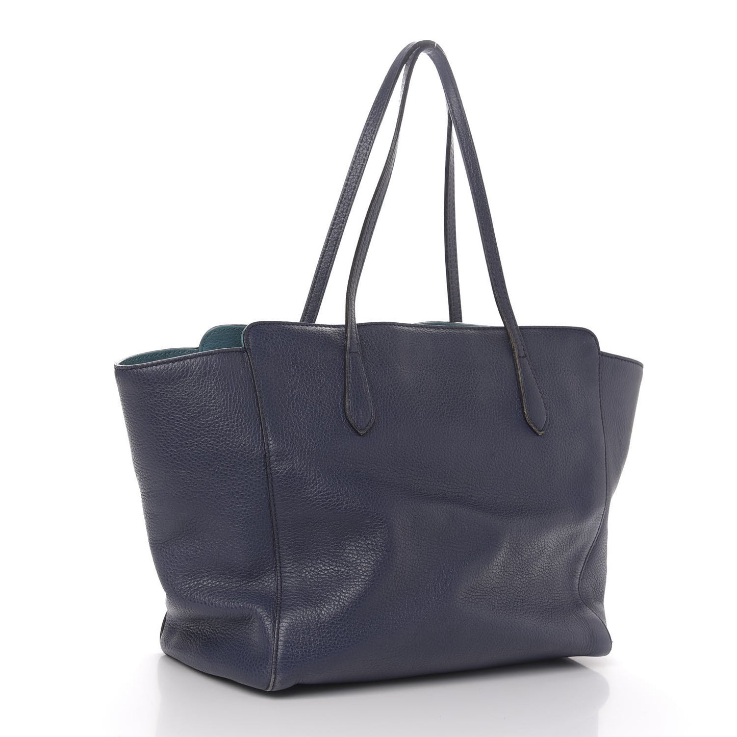 Dollar Calfskin Medium Swing Tote Marine Deep Cobalt
