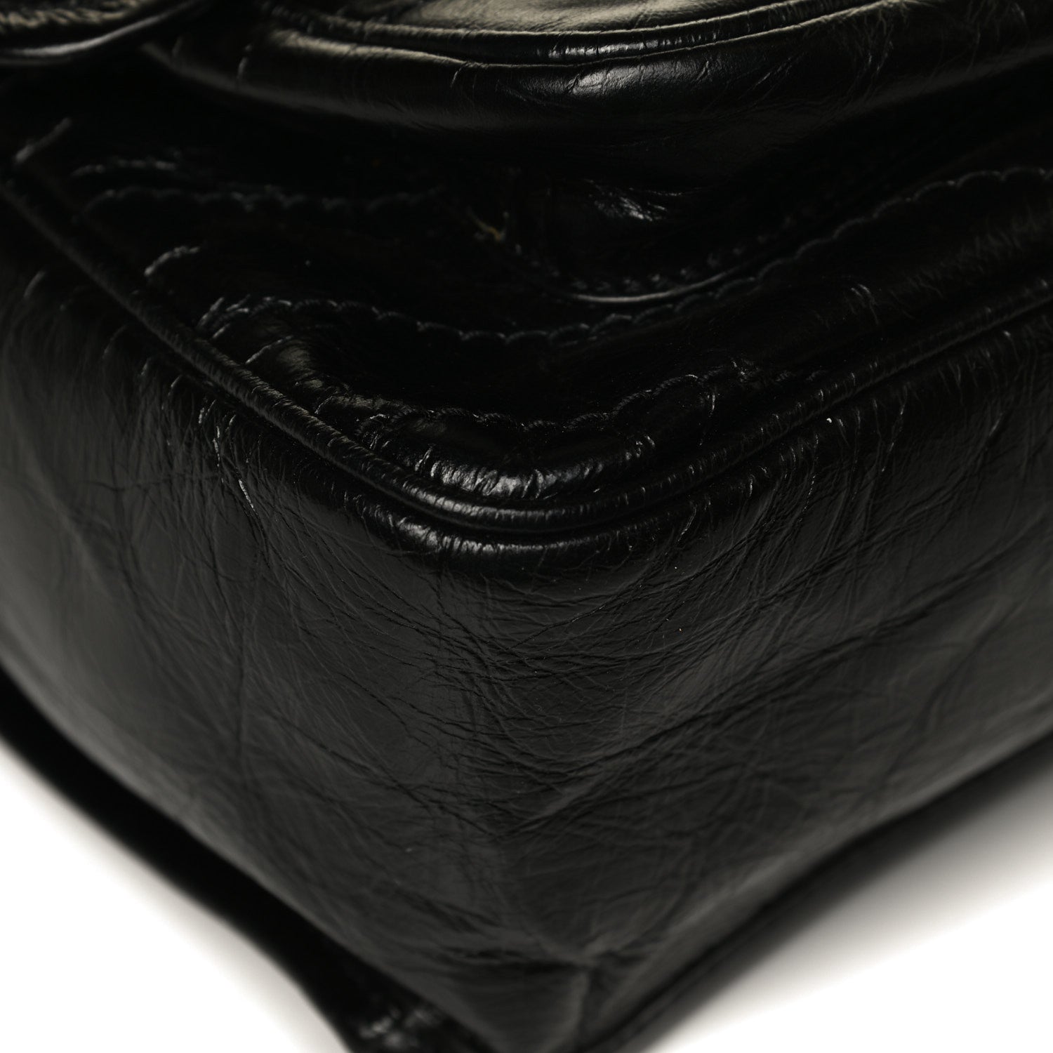 Saint Laurent Crinkled Calfskin Matelasse Monogram Large Niki Chain Satchel Black 10 of 14