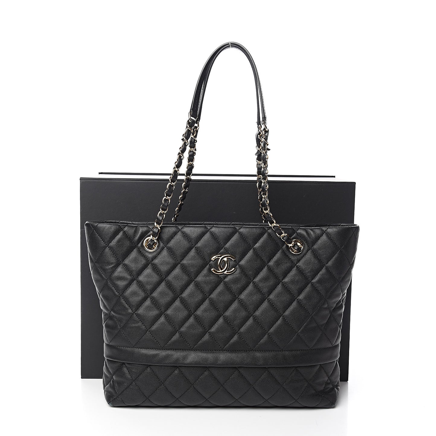 Caviar Quilted Rolled Up Tote Black