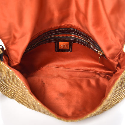 Fendi Beaded Baguette Shoulder Bag Gold 5 of 8