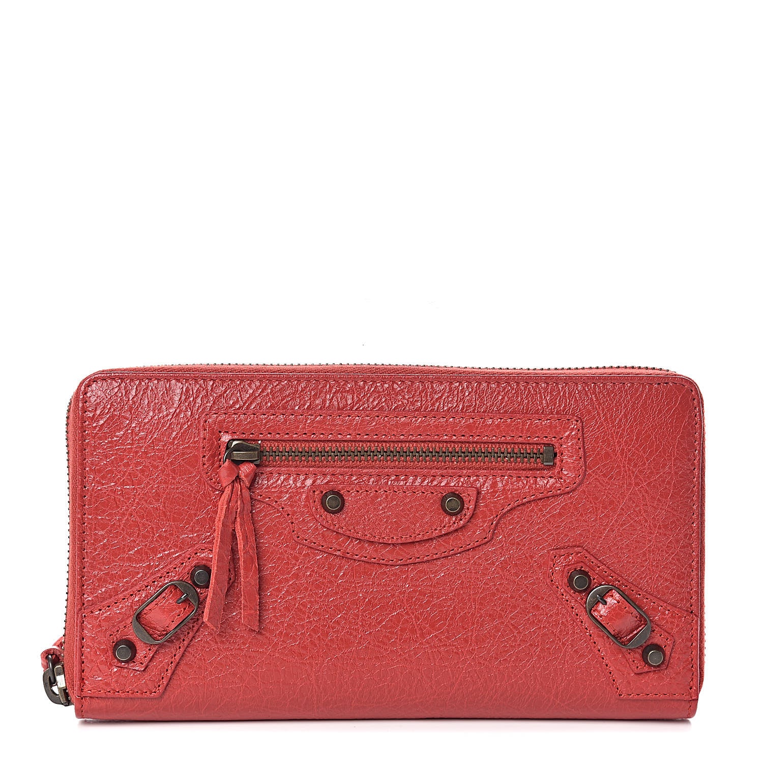 Balenciaga Agneau Classic Hardware Continental Zip Around Wallet Rouge Tango 1 of 8