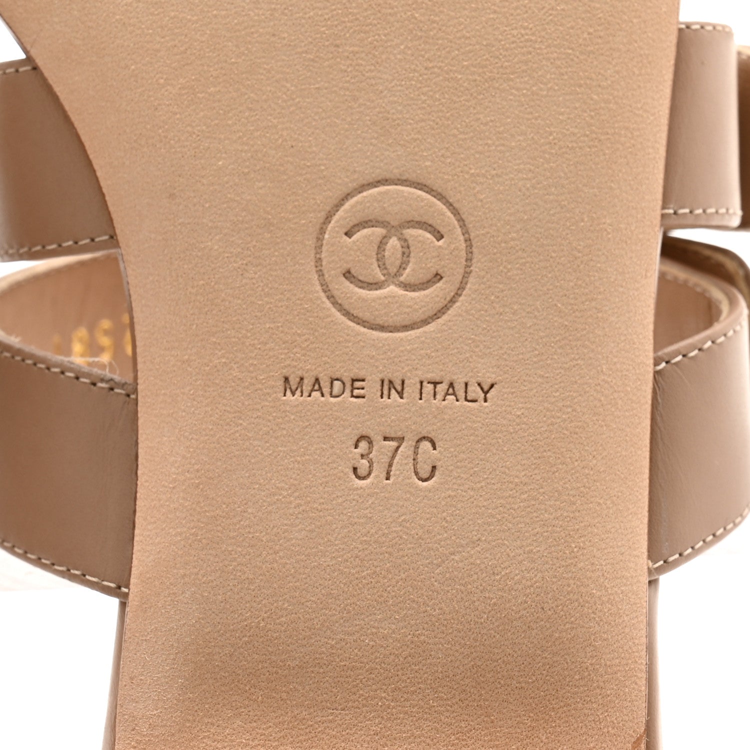 Chanel Calfskin CC Turnlock Mule Sandals 37 Beige 7 of 11