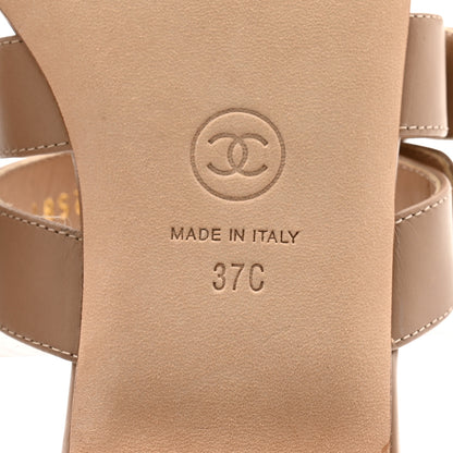 Chanel Calfskin CC Turnlock Mule Sandals 37 Beige 7 of 11