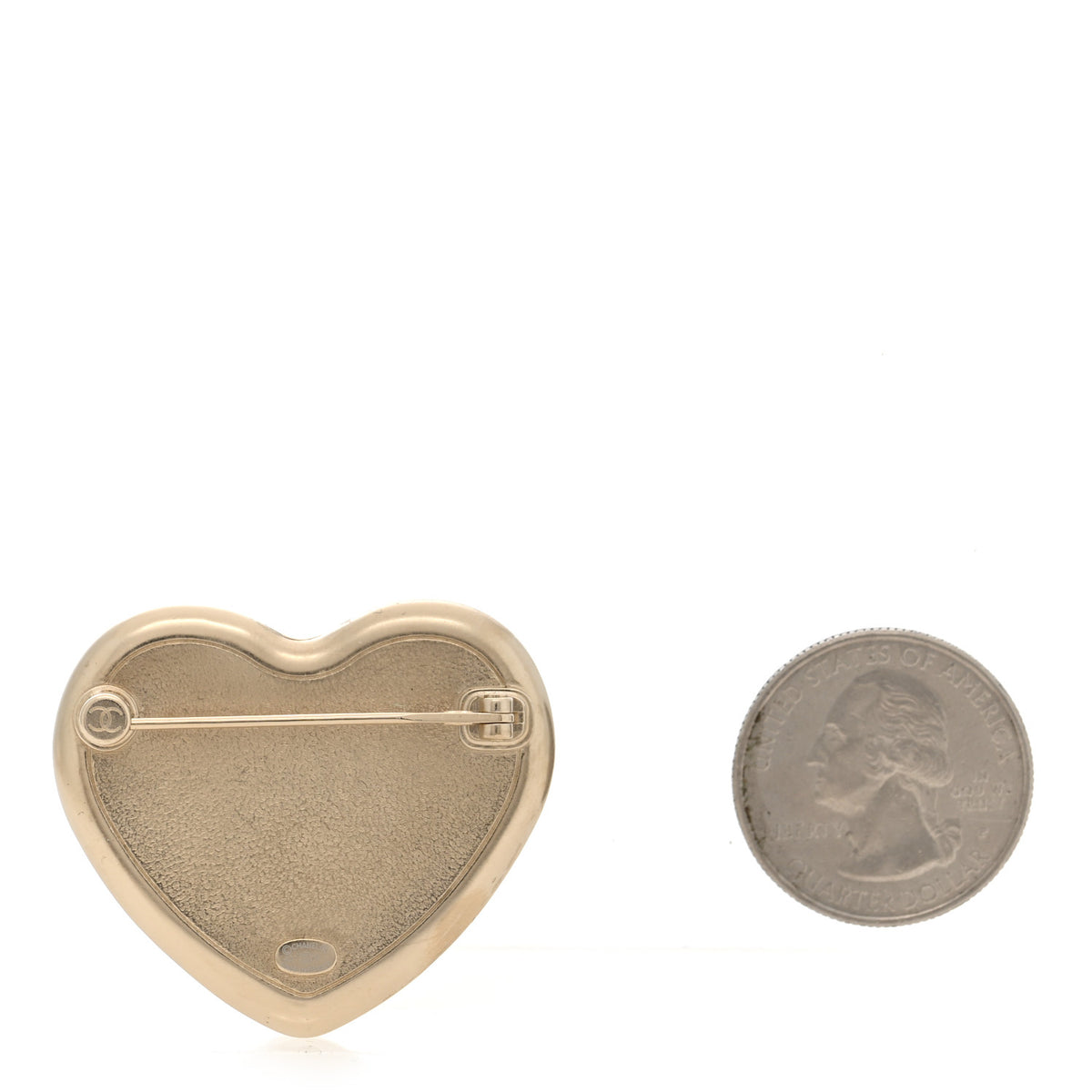 Resin Crystal CC Heart Brooch Pearly White Gold