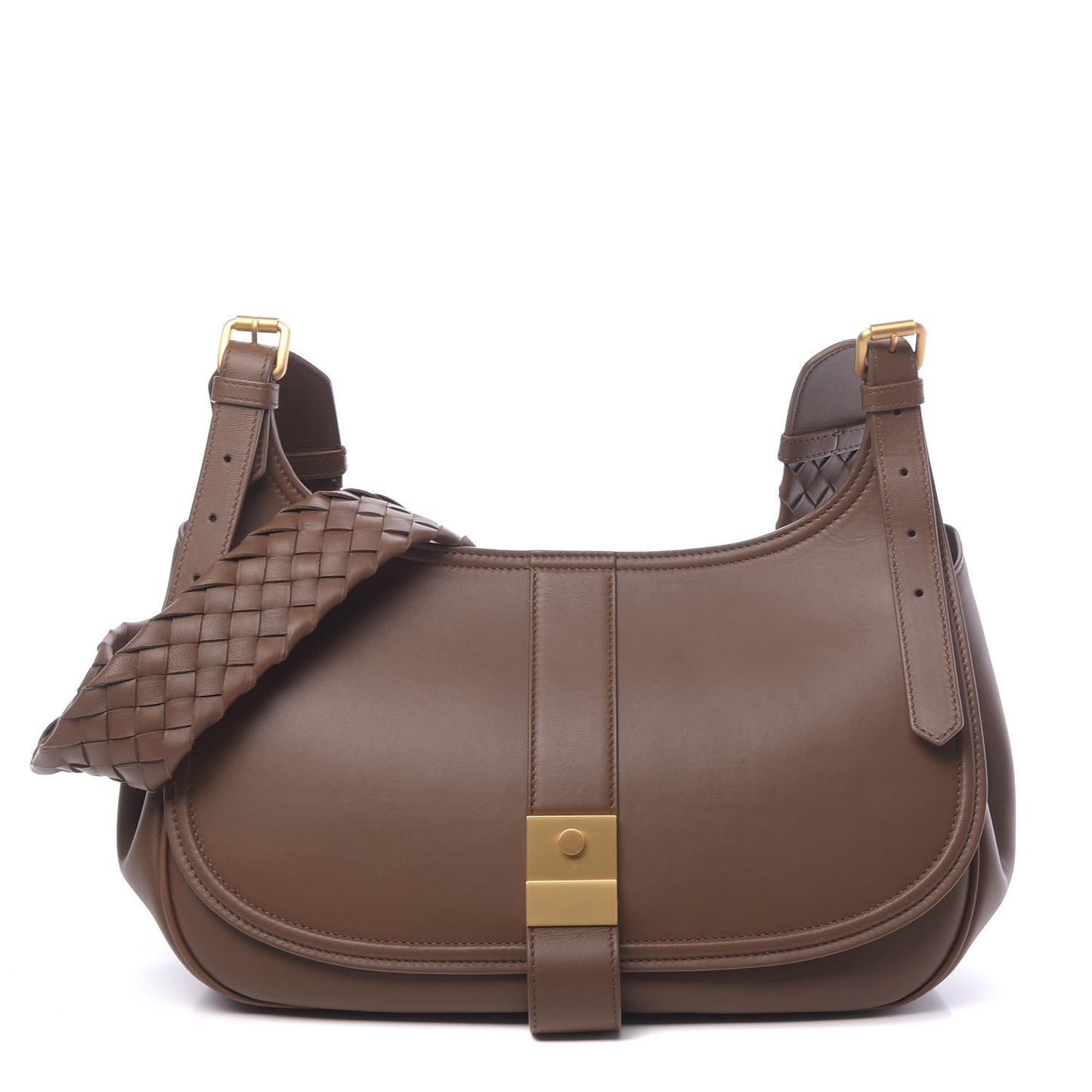 Nappa Intrecciato Strap Shoulder Bag Brown