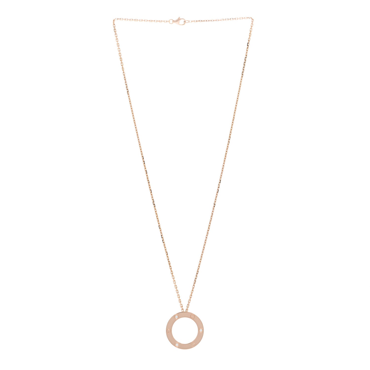 Cartier 18K Pink Gold 3 Diamonds LOVE Pendant Necklace 3 of 5