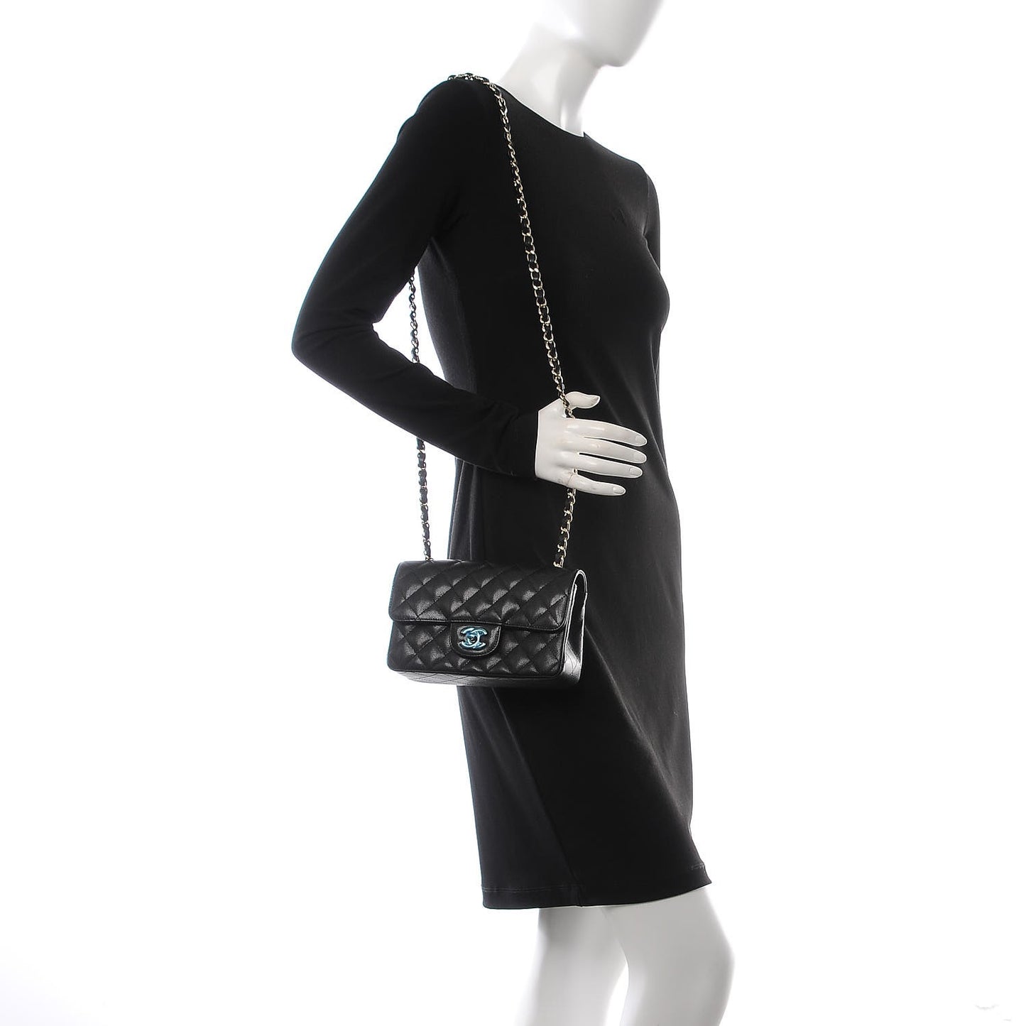 Caviar Quilted Mini Rectangular Flap Black