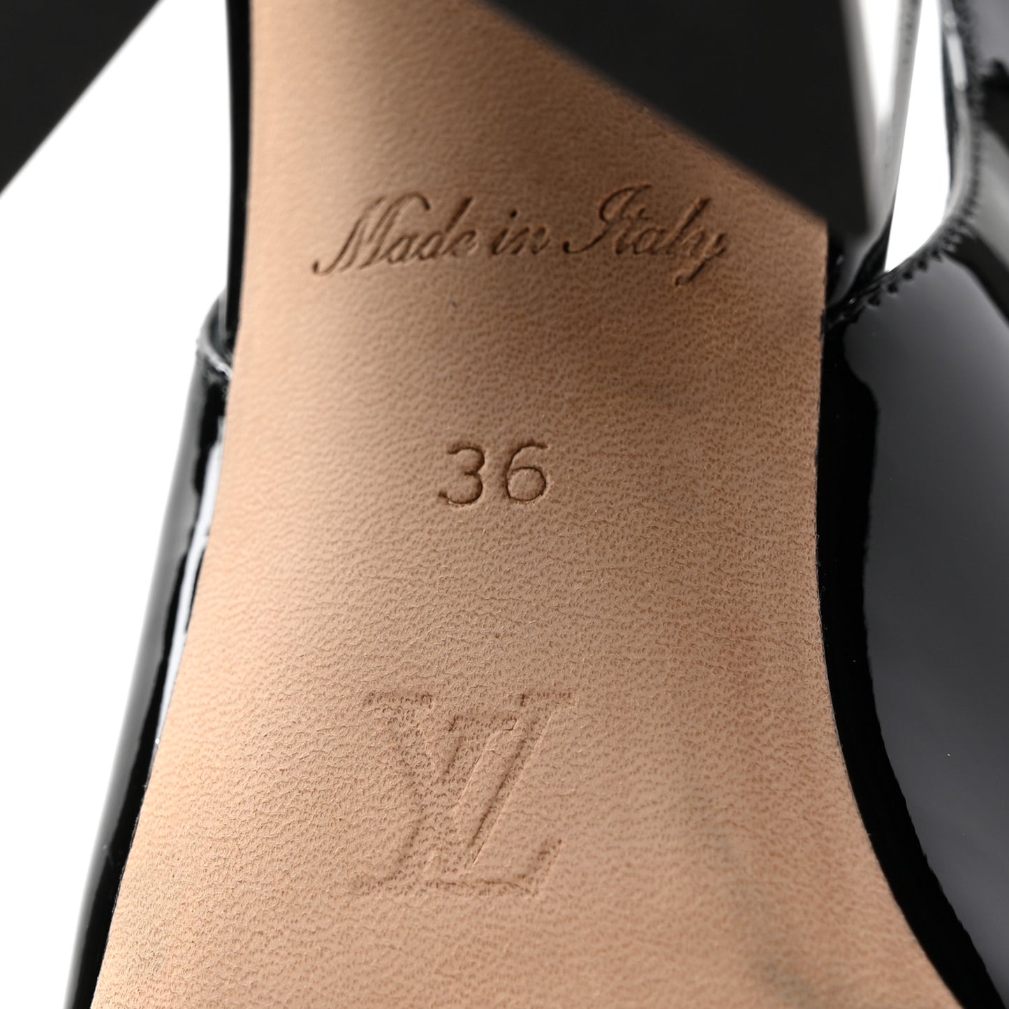 Patent Calfskin Shake Slingback Pumps 36 Black