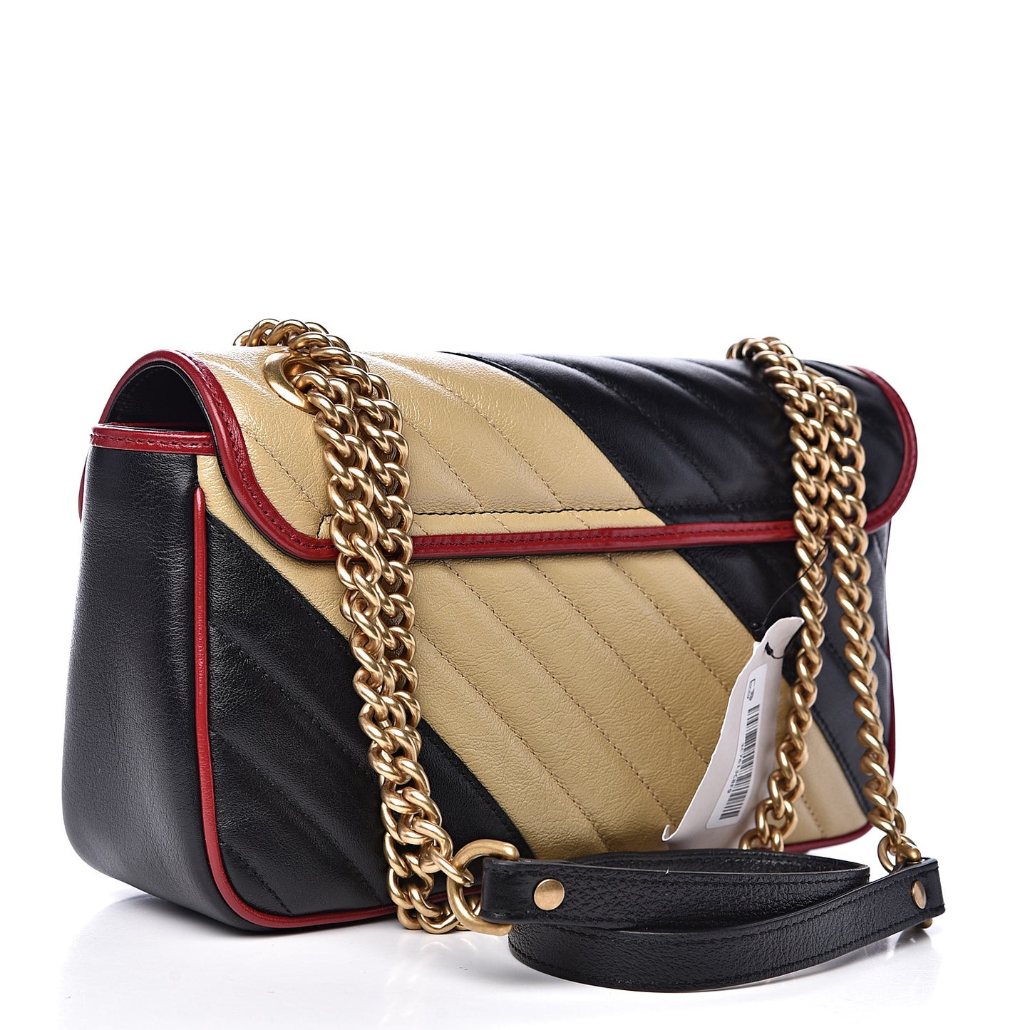 Azalea Calfskin Matelasse Diagonal Patchwork Small Torchon GG Marmont Shoulder Bag Black Beige Romantic Cerise