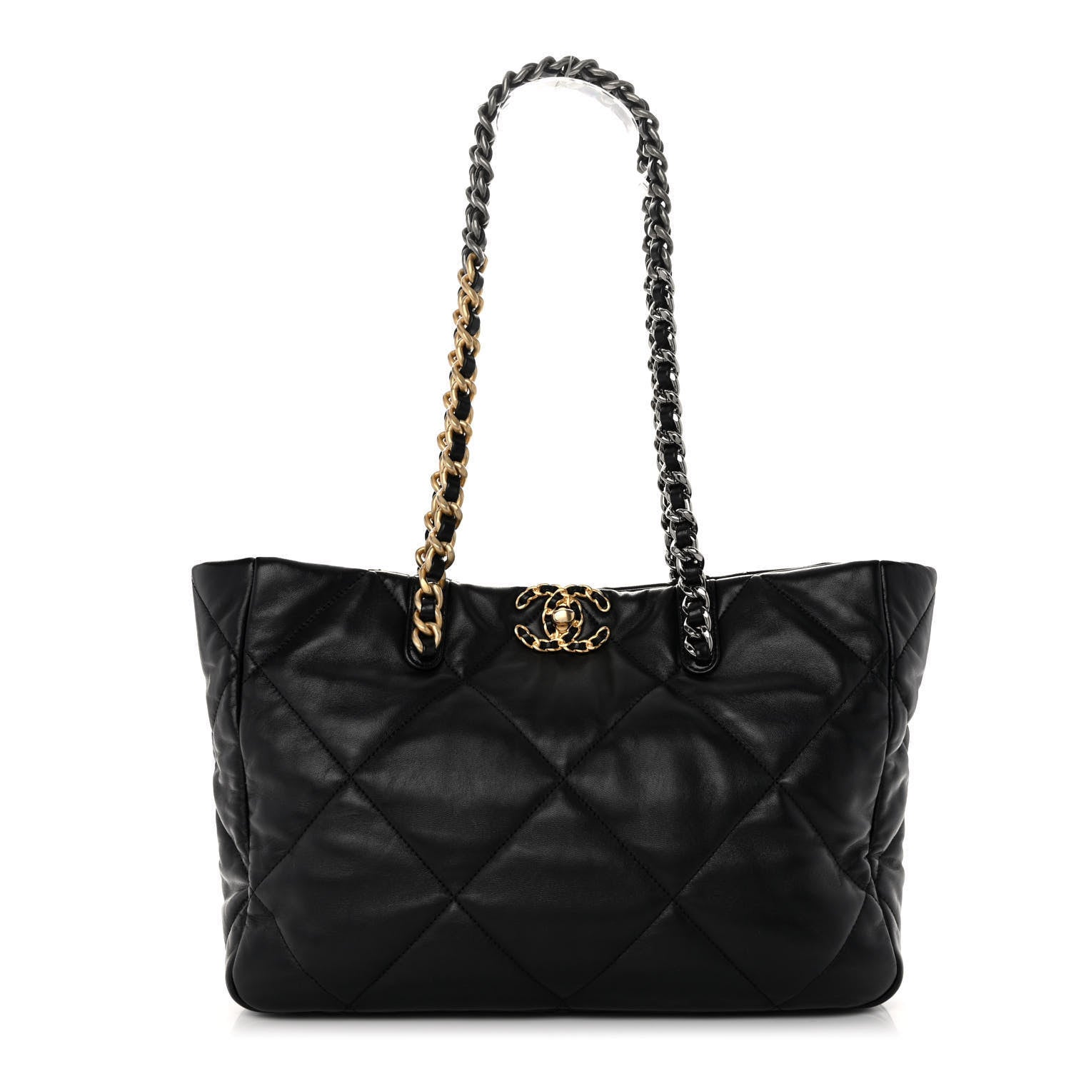 Chanel Lambskin Quilted Chanel 19 East West Shopping Bag Black 1 of 11