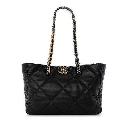 Chanel Lambskin Quilted Chanel 19 East West Shopping Bag Black 1 of 11