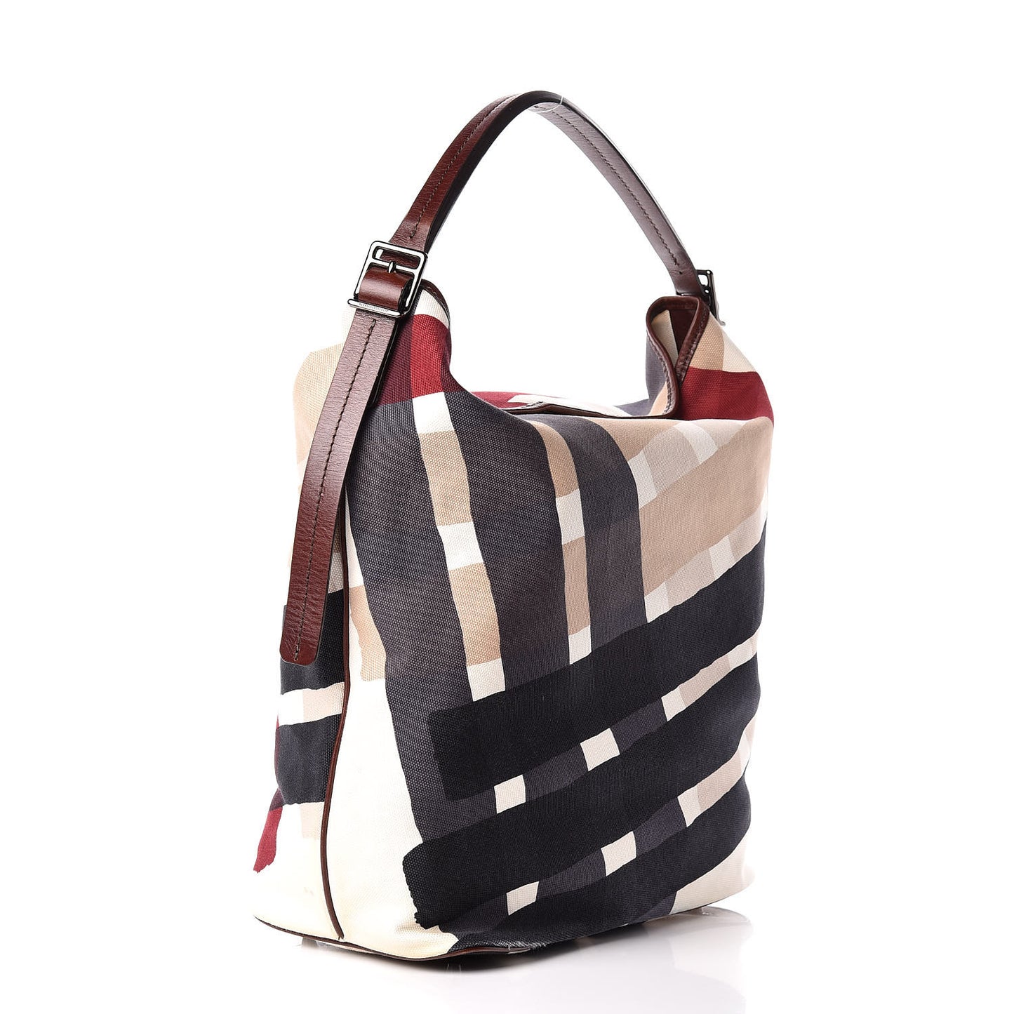 Canvas Check Bucket Bag Multicolor