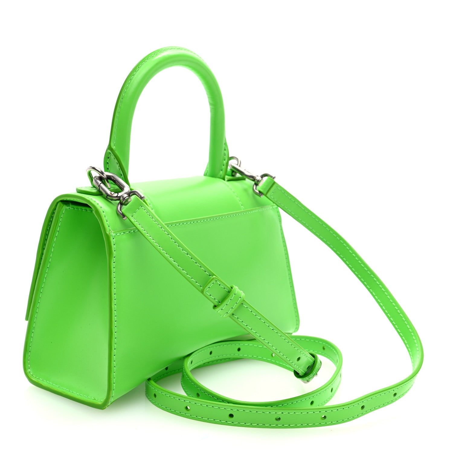 Balenciaga Shiny Box Calfskin Hourglass Top Handle Bag XS Fluo Green 3 of 9