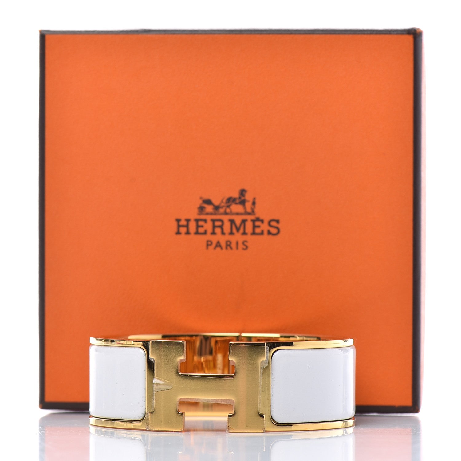 Hermes Enamel Wide Clic Clac H Bracelet GM White 5 of 5