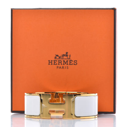 Hermes Enamel Wide Clic Clac H Bracelet GM White 5 of 5