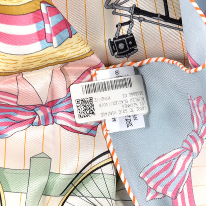 Hermes Silk Vintage Les Becanes Scarf 70 Bleu Glacier Ivoire 5 of 5