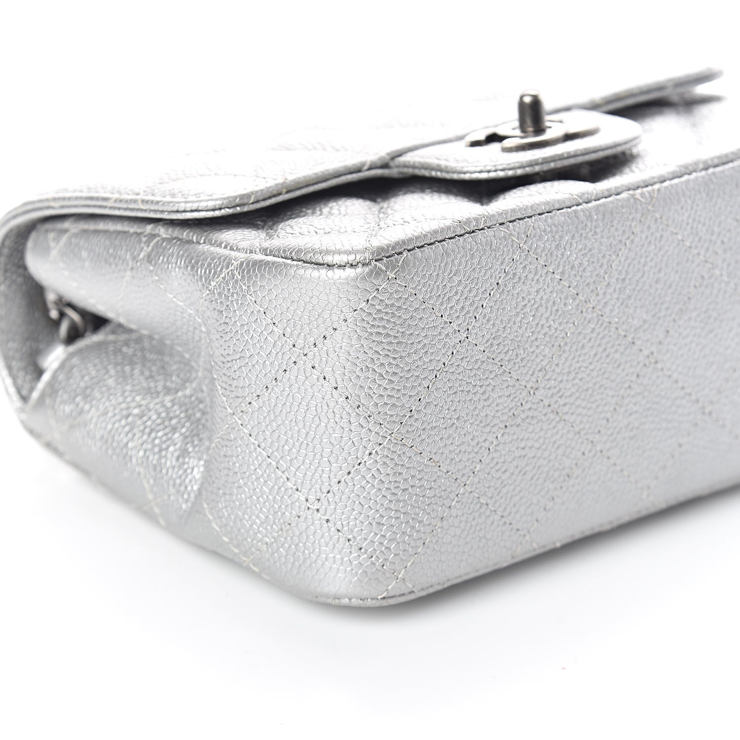 Chanel Metallic Caviar Quilted Mini Square Flap Silver 8 of 10