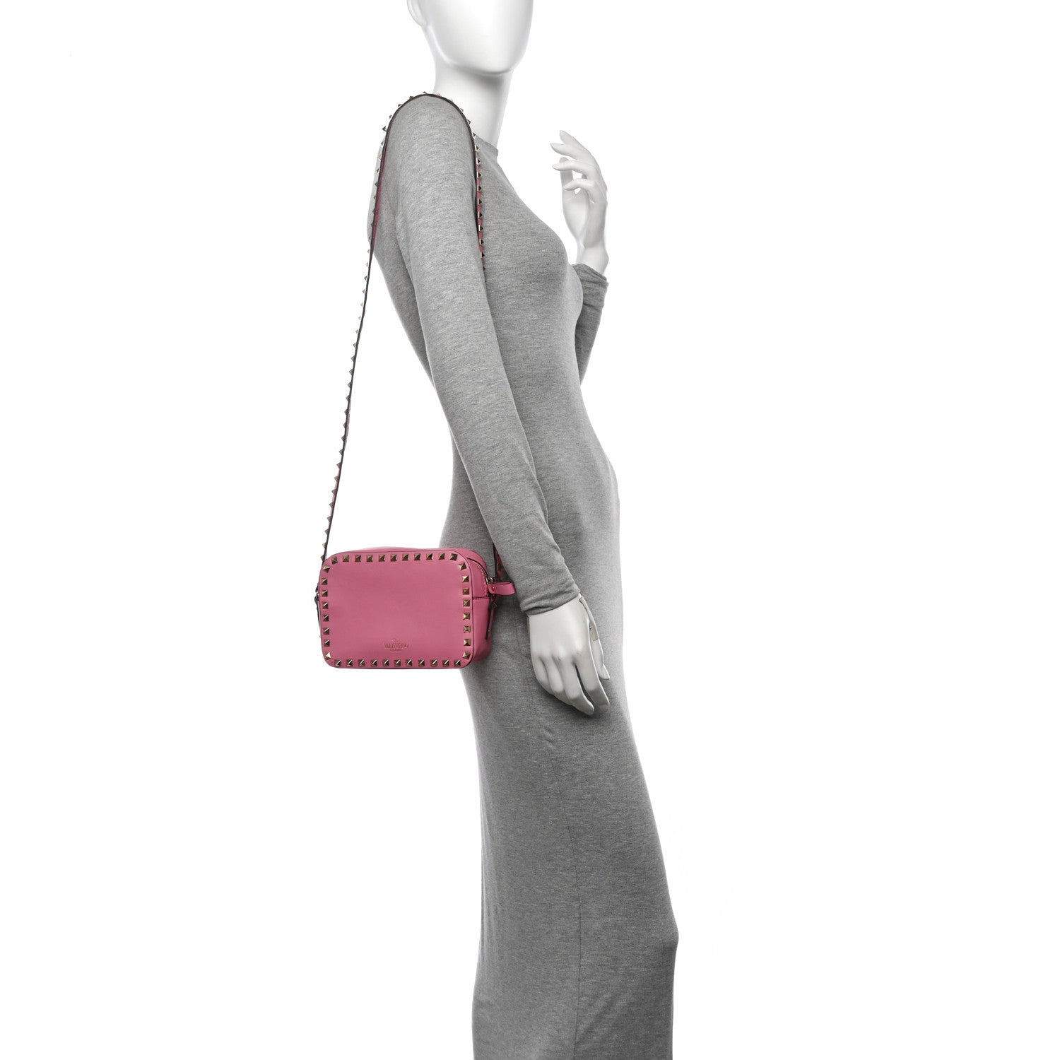 Valentino Garavani Calfskin Rockstud Camera Crossbody Bag Pink 2 of 10