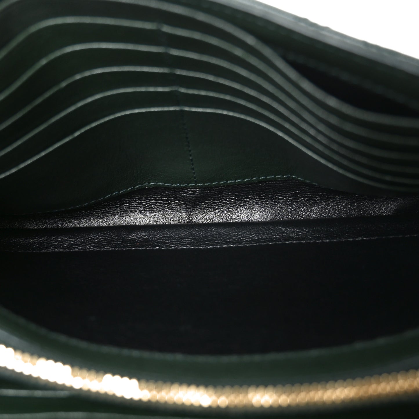 Lambskin Diamond Quilted Becky Chain Wallet Vert Fonce