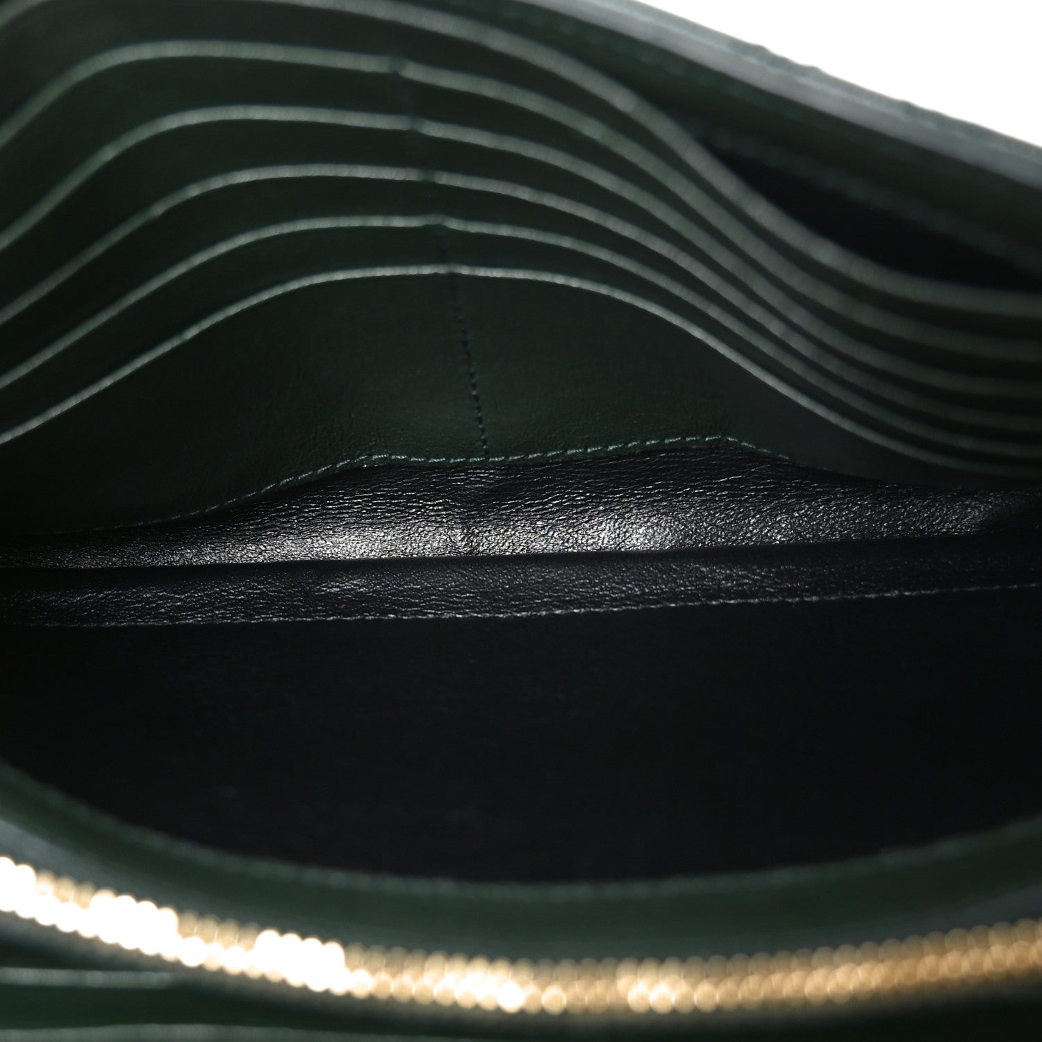 Saint Laurent Lambskin Diamond Quilted Becky Chain Wallet Vert Fonce 5 of 10