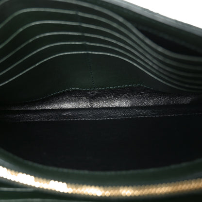 Saint Laurent Lambskin Diamond Quilted Becky Chain Wallet Vert Fonce 5 of 10