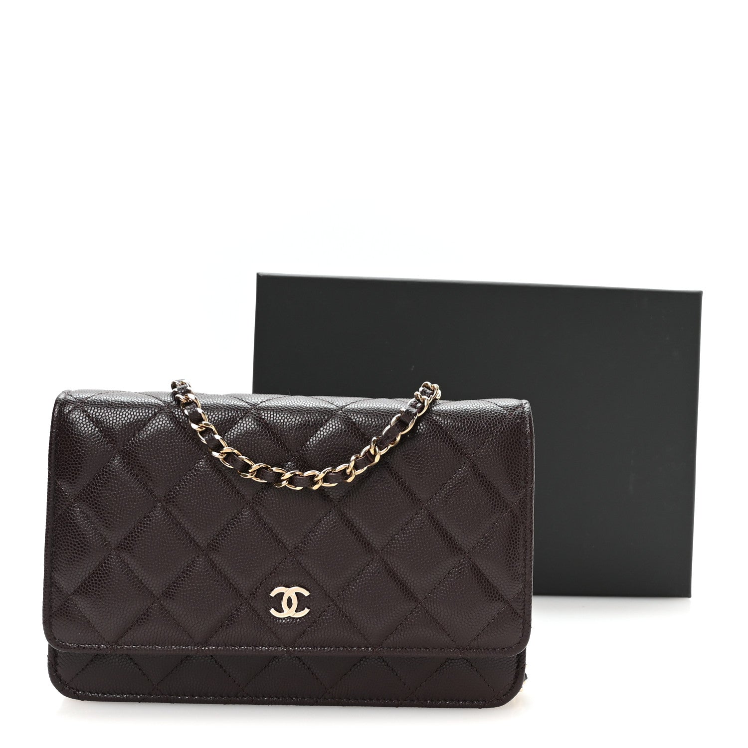 Chanel Caviar Quilted Wallet on Chain WOC Dark Brown 12 of 12