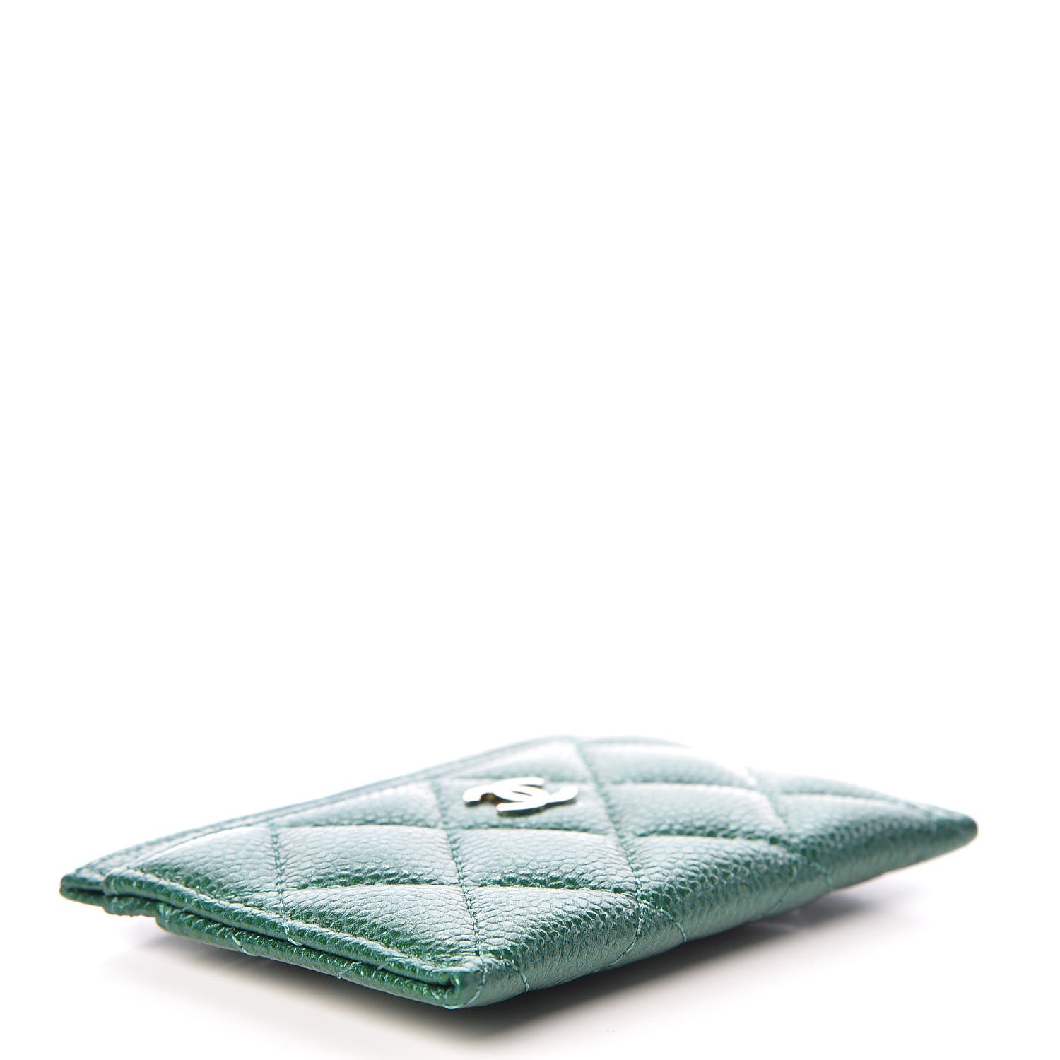 Chanel Metallic Caviar Quilted Card Holder Green 4 of 9