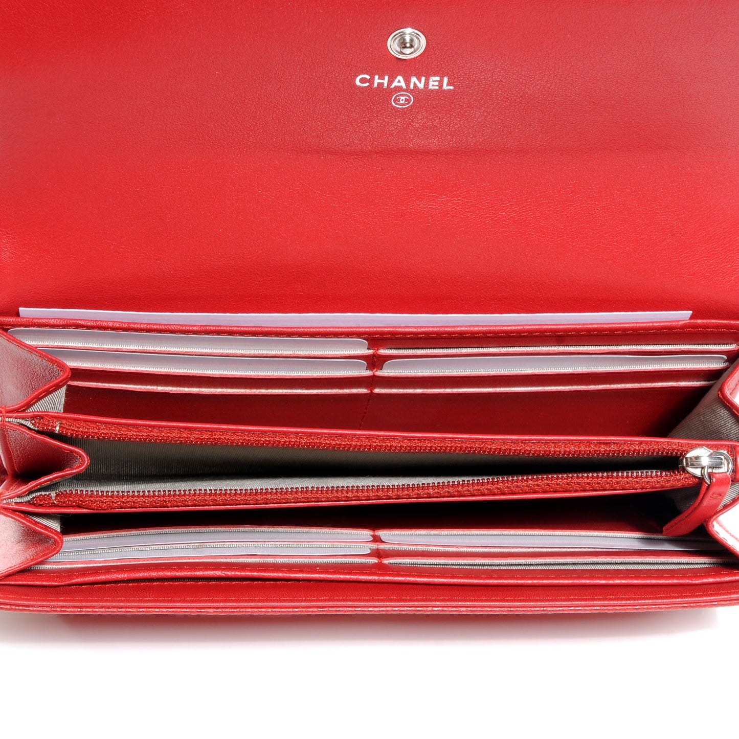 Caviar Large Gusset Flap Wallet Red