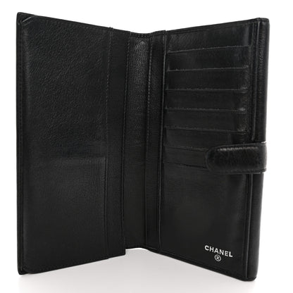 Chanel Goatskin Camellia Embossed Flap Wallet Black 6 of 8