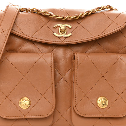 Chanel Shiny Calfskin Quilted Small Supple Twins Hobo Bag Brown 8 of 11