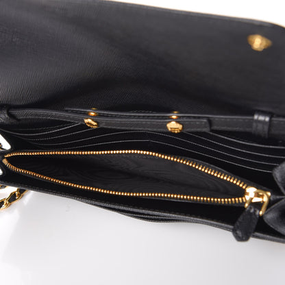 Prada Saffiano Metal Oro Chain Wallet Nero Black 6 of 10