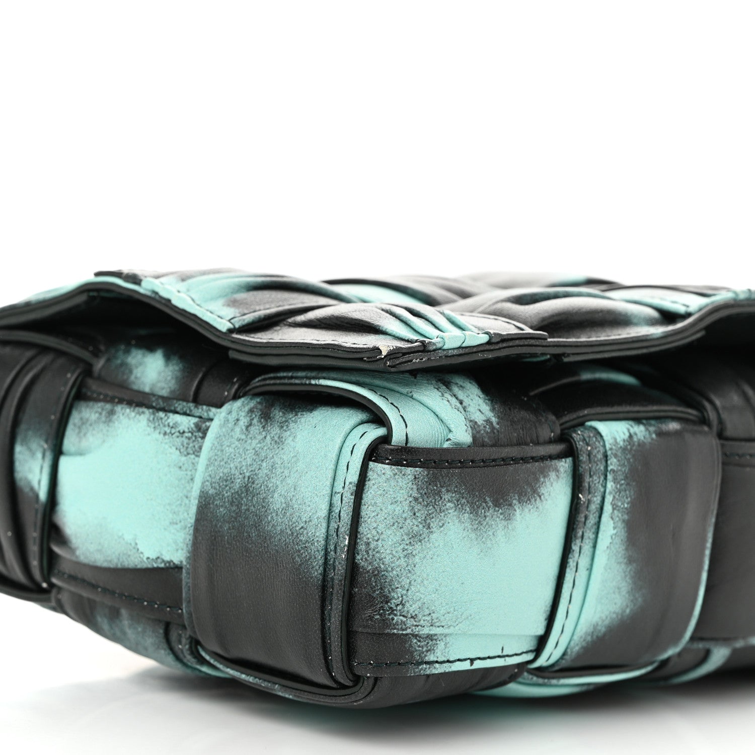 Bottega Veneta Foulard Tie Dye Maxi Intrecciato Padded Cassette Crossbody Bag Celadon Inkwell 9 of 11