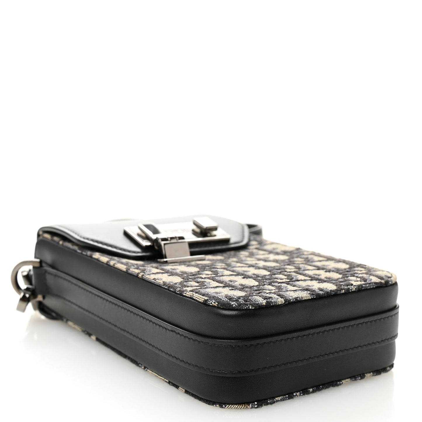 Oblique Calfskin Vertical Pouch Black
