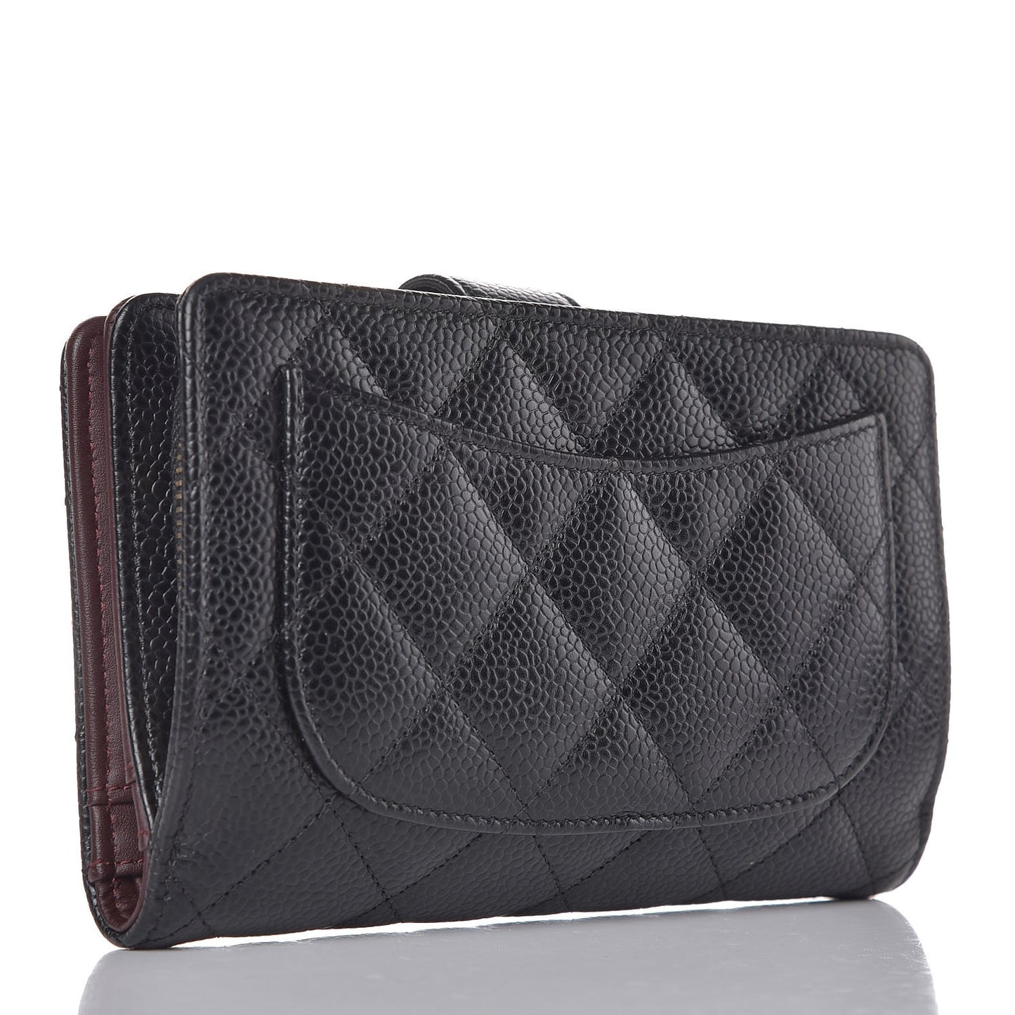 Caviar Quilted Zipped Pocket Wallet Black
