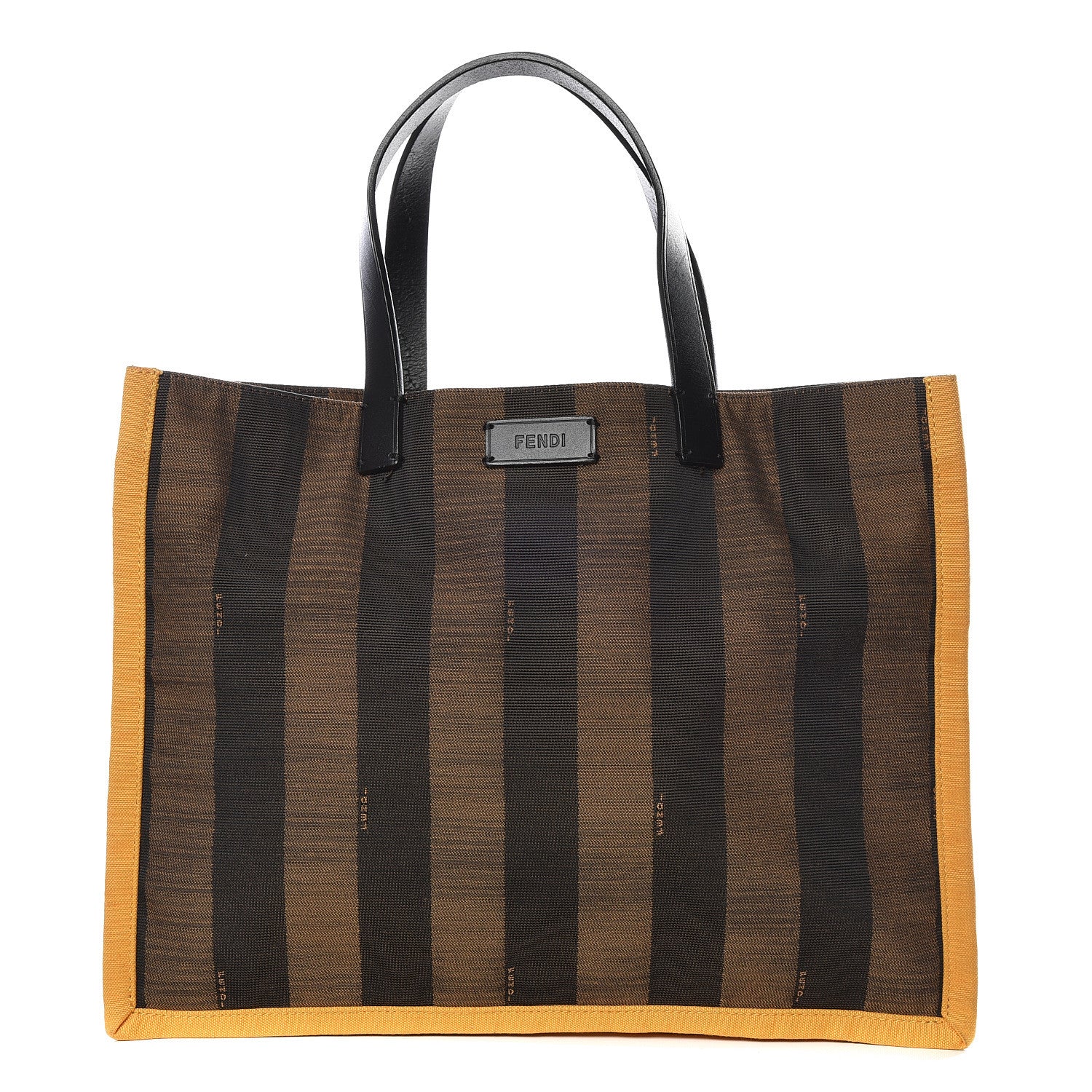 Fendi Canvas Pequin Small Shopping Tote Yellow 1 of 12