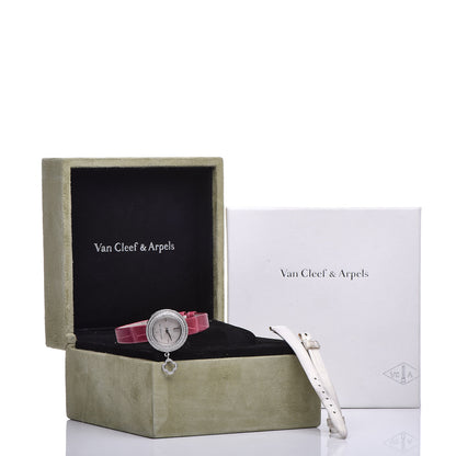 Van Cleef & Arpels 18K White Gold Alligator Diamond Bezel 25mm Charms Quartz Watch 7 of 7