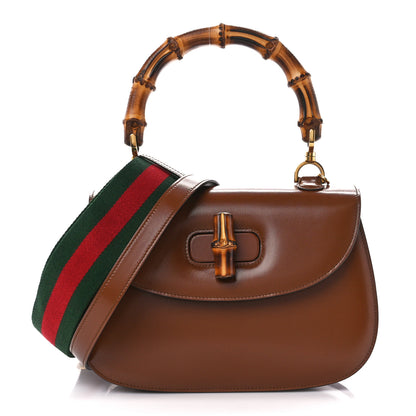 Gucci Boarded Dyana Lux Calfskin Web Medium Bamboo 1947 Top Handle Bag Brown 1 of 9