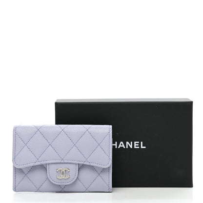 Chanel Caviar Quilted Flap Card Holder Wallet Light Purple 9 of 9