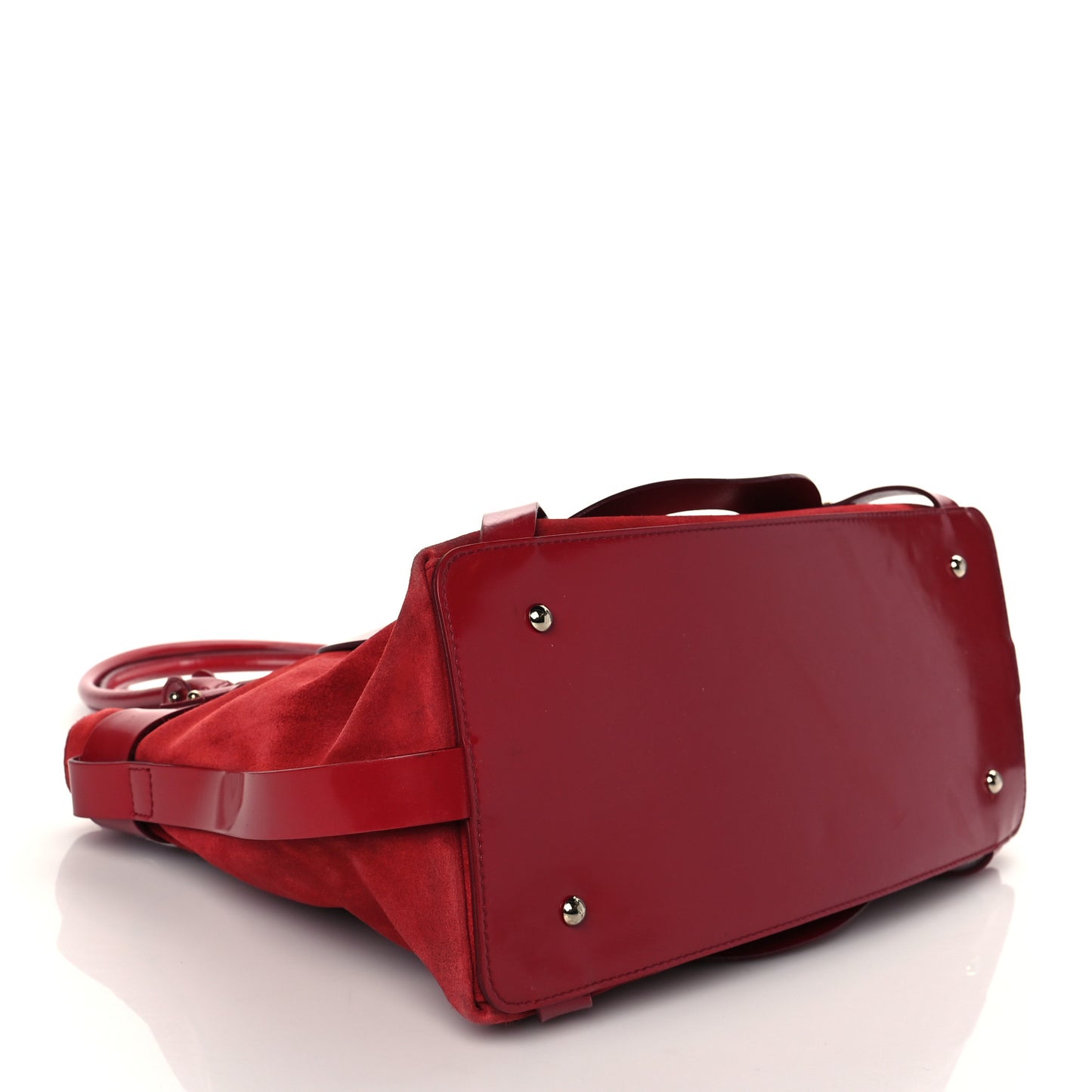 Suede Smooth Calfskin Logo Tote Red