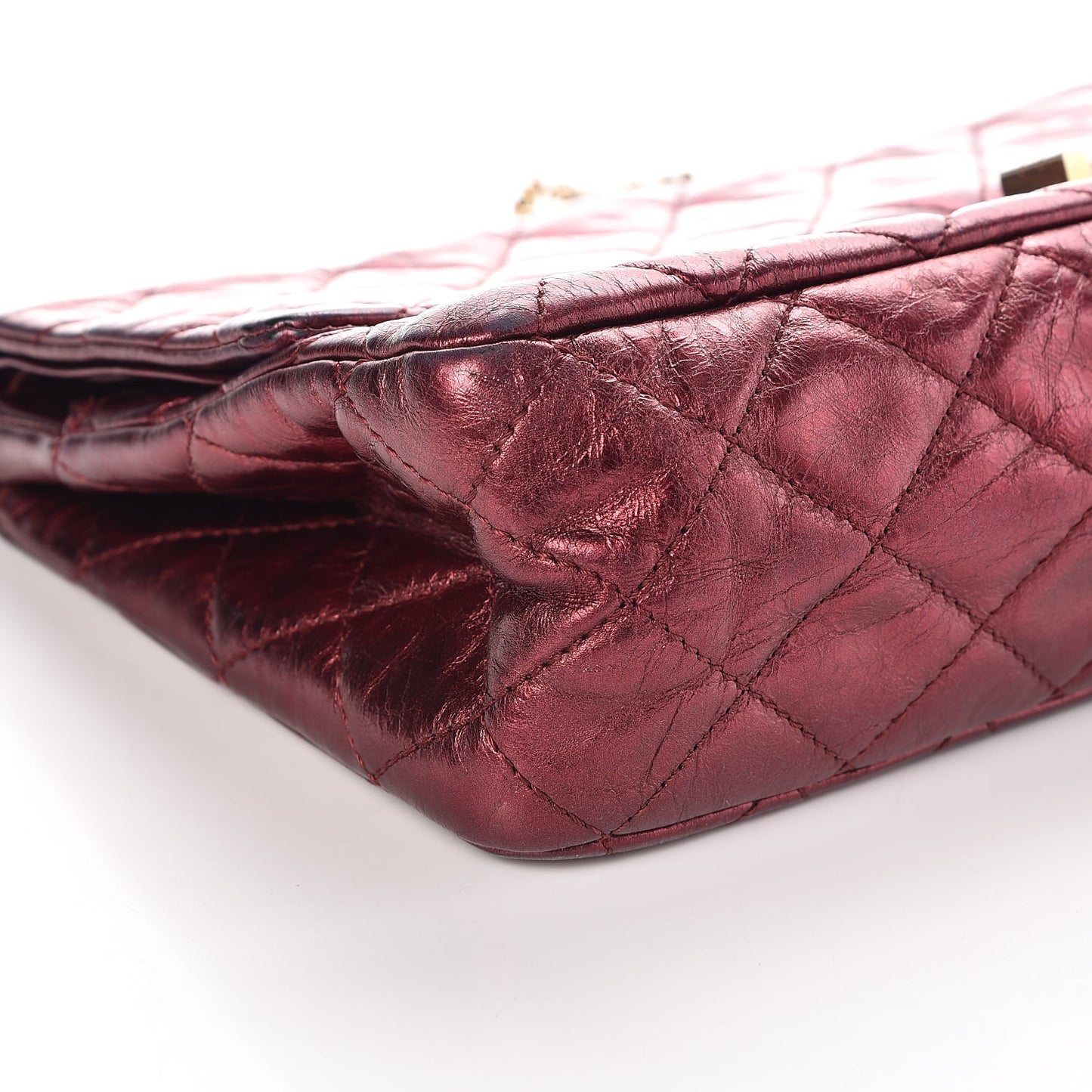 Metallic Aged Calfskin Quilted 2.55 Reissue 227 Flap Dark Red