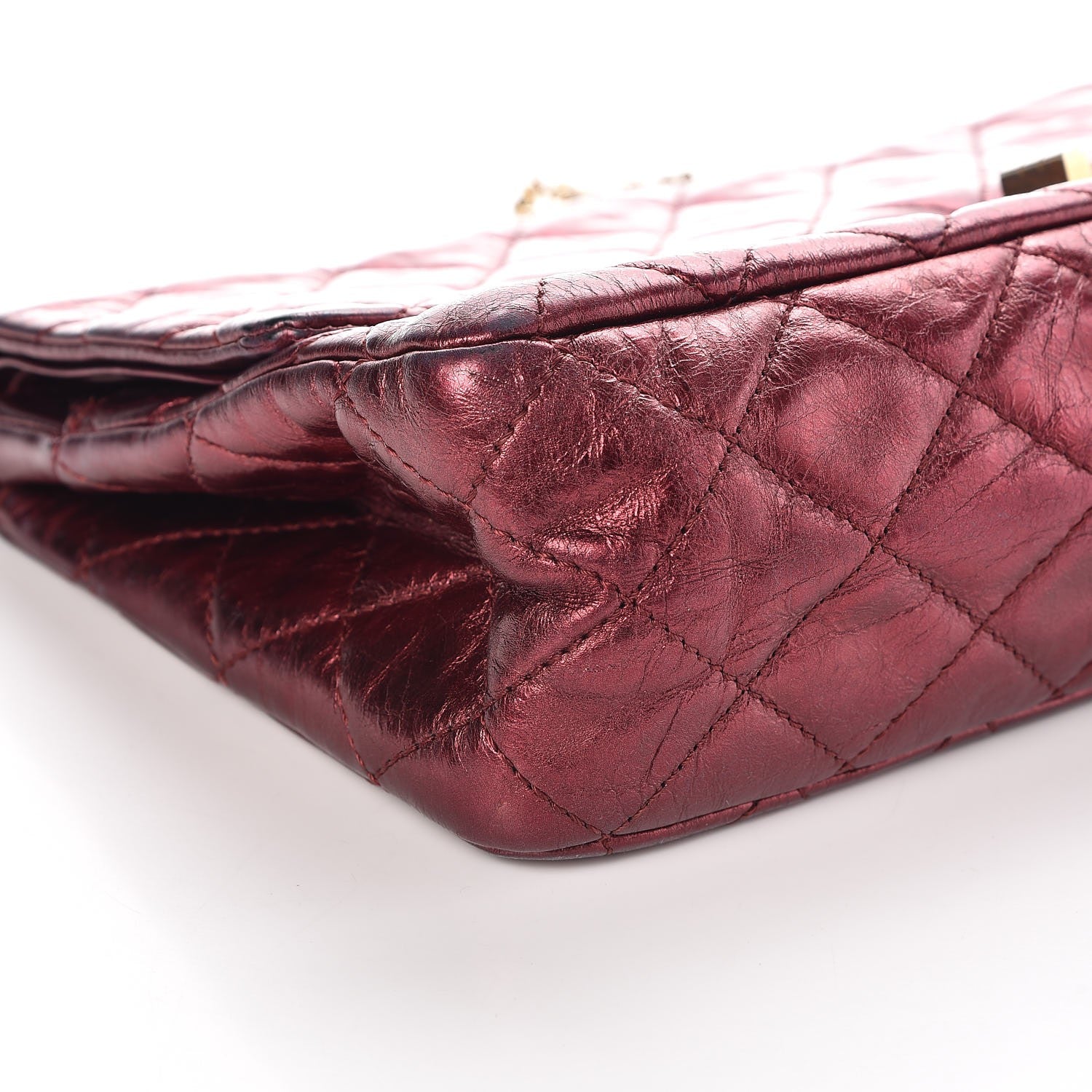 Chanel Metallic Aged Calfskin Quilted 2.55 Reissue 227 Flap Dark Red 8 of 14
