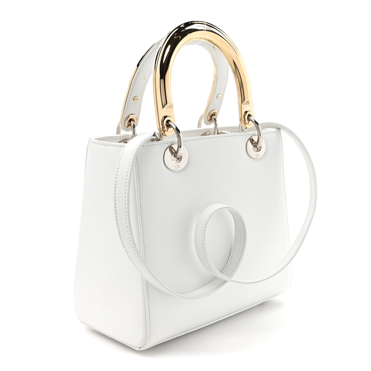 Christian Dior Calfskin Patch Embellished Medium Lady Dior White 3 of 14