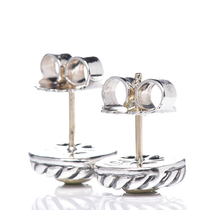 David Yurman Sterling Silver 14K Yellow Gold Peridot Cookie Cable Earrings 3 of 4